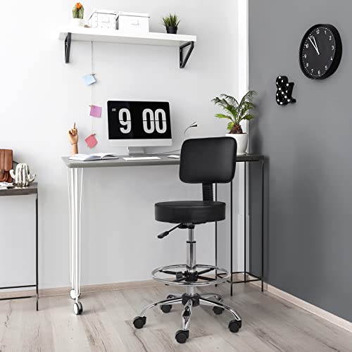 Omysalon Drafting Chair,Ergonomic Office Desk Chair With Back Support,Tall Adjustable Rolling Stool With Footrest & Thick Seat Cushion,Computer Chair For Salon Medical Spa Home Bar Kitchen Studio #TOP1