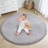 Thick Round Baby Play Mat for Floor,47 Inch Playpen Mat Foam Mats,Soft Support & Plush Feel Play Tent Mats for Infant,Kids,and Toddler Crawling,Non-Slip Back for Kids Indoor Playhouses(Light Grey)