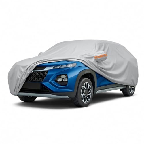 Image of myTVS 100% Waterproof Car Body Cover for Maruti Fronx - Custom-Fit, Double-Layer, UV & Dust Proof, Mirror Pockets & Elastic Clip Lock (CSK 7A)