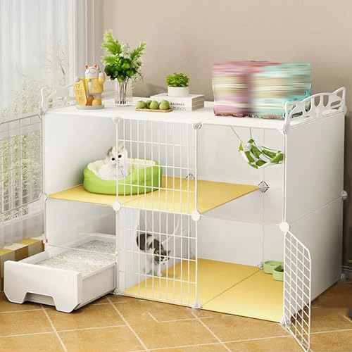 Parc à chat modulable avec bac à litière blanc 44x15
