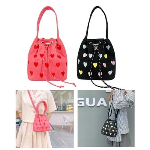 Drawstring Shoulder Bag Embroidered Canvas Bucket Bag Crossbody Bucket Bag Purse3