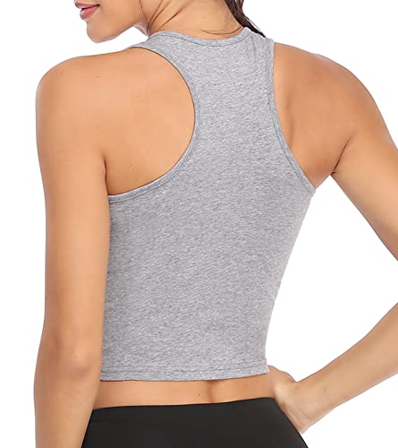 Image of Joviren Crop Tank Tops for Women Workout Cropped Athletic Shirts | 4 Pack Cotton Racerback Yoga Tops