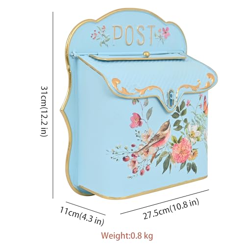 BIG FORTUNE Wall Mount Mailbox for House Outside Vintage Metal Door Mailbox A...