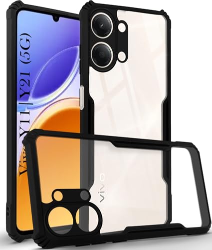 Image of Jkobi Hybrid Back Cover Case for Vivo Y11 | Vivo Y21 5G (Shockproof with Polycarbonate Clear Panel | Professional Black)