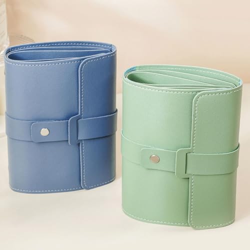 Image of LAKE OF FIRE Earring Holder Organizer with Foldable Book Design Earring Book Organizer, Portable Pu Leather Travel Earring Case (Blue)