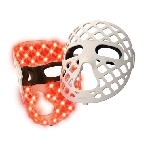 Avorla LED Face Mask Light Therapy, 4 Modes Portable Red Light Th...