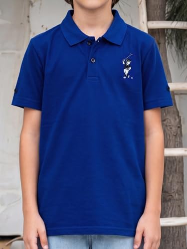Image of Li'l Tomatoes Boys Sports Polo T-Shirt Polyester Casual Summer Tee | inchGolf Player inch Printed Collar Neck T-Shirt | Lightweight & Breathable Half Sleeve Sports Wear | Stylish Polo Tee | 9-16 Years