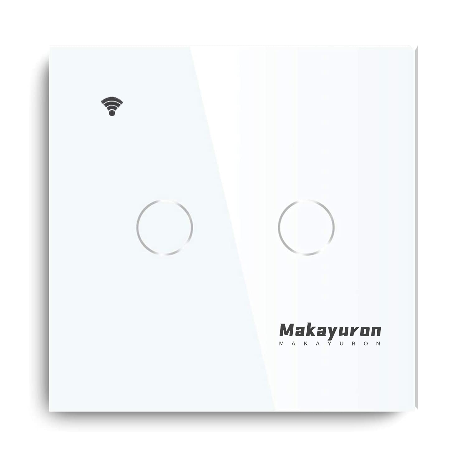 MakayuronWiFi Smart Wall Light Switch,No Neutral Wire Required, No Hub Required, Compatible with Alexa, APP Remote Control, Timing Function, Voice Control (White 2 Gang)