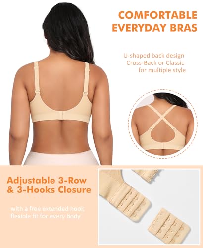 Image of Wireless Sewn in Padded Bras for Women Comfortable Full Coverage Bralettes No Underwire Everyday Tshirt Bra