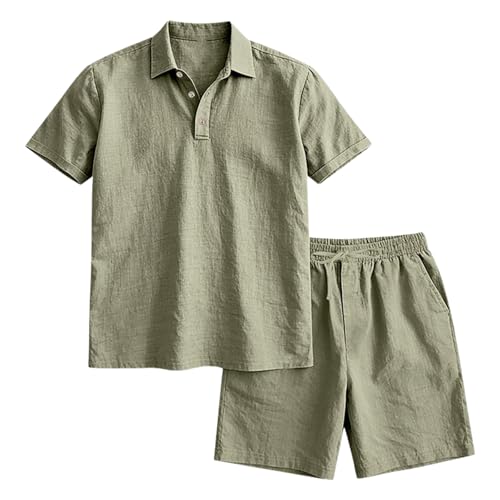 Ensemble manches courtes homme avec ensemble 2 pièces shorts amples pour vacances et trajet