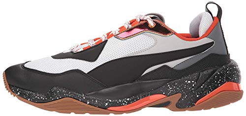 PUMA Men's Thunder Sneaker, White Black-Mandarine Red, 8 M US