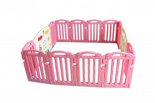 Baby Playpen Kids 14 Panel Safety Play Center Yard Home Indoor (Pink Color) - //coolthings.us