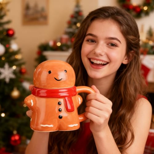 Taza de Cerámica con Tapa Diseño Pan de Jengibre 15 oz miniatura 6
