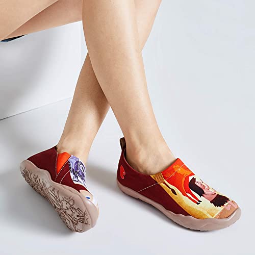Image of UIN Slipper Woman Travel Art Painted Shoes Wide Toe Casual Home Slip On Mules Malaga
