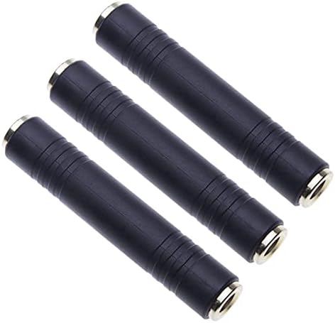 6.35mm (1/4in) Female to Female 6.35mm (1/4") TRS Stereo and Mono Jack Adapter By Keple, Joiner, Goldplated Converter (3-pack)
