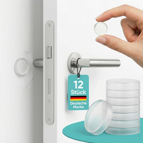 Türstopper Wand selbstklebend Transparent [12 Stück] 20mm breite Türpuffer Wand & Türklinken Stopper Stoßdämpfender Wandschutz für Türklinke Anschlagpuffer für Türgriffe & Möbel