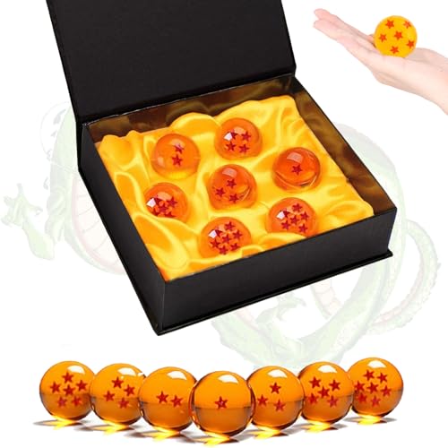 YWfuweng Bolas de Dragón, 7 Piezas 4.3cm Dragon Bola de Cristalcon Caja de Regalo, Regalo de Año Nuevo para Coleccionar o Regalar para Niños/Anime Amante, 1 a 7 Estrellas