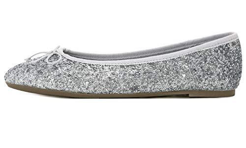 Feversole Women's Colorful Glitter Ballet Flats