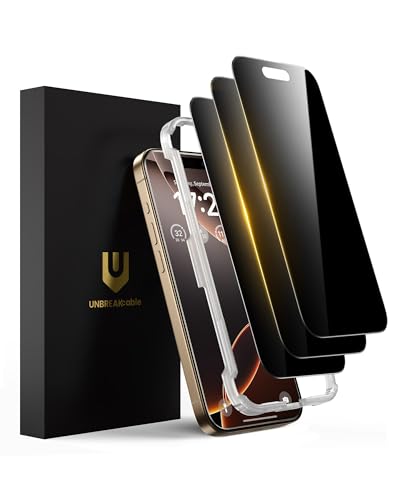 Verre Trempé Anti-Espion iPhone 16 Pro UNBREAKcable Protection Écran Anti-Rayures sans Bulles
