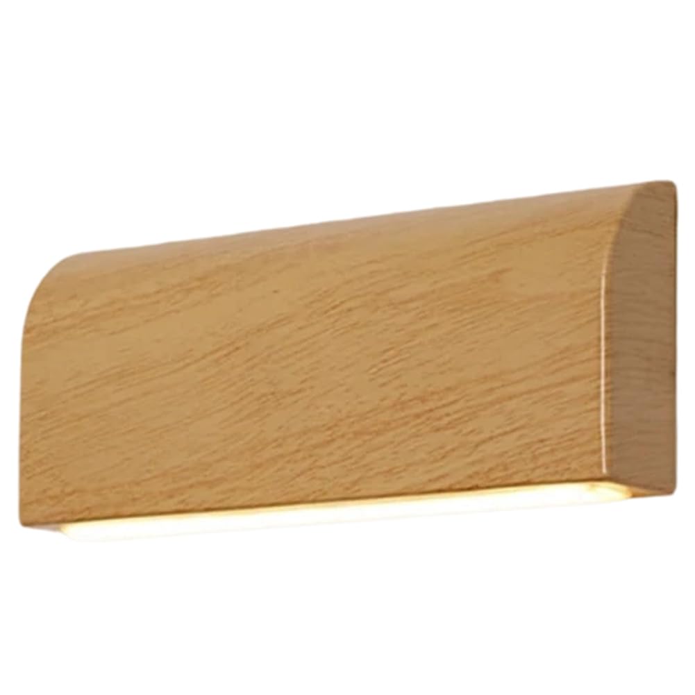Vjsujehgy Nordic Style Minimalist Living Room Wall Lamps, Hallway Bedside Lamps, Wood Color Home Decoration Metal Wall Lamp