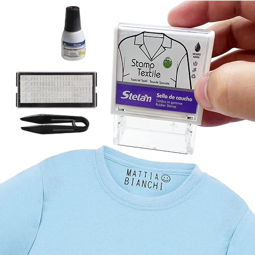 Stelam Timbro Personalizzabile per tessuti,Timbro Nome, Ideale per Vestiti, Maglia, Scarpe,Zaino,Astuccio, consigliato per Asilo, Scuola Elementare (2025)