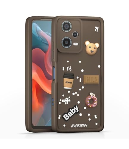 Image of Bintage Ball Bear| Donut| Milk Cake| Baby| Coffee Rubber Case Full Body & Camera Protection Back Cover Compatible for Mi Redmi Note 12 5G - Brown