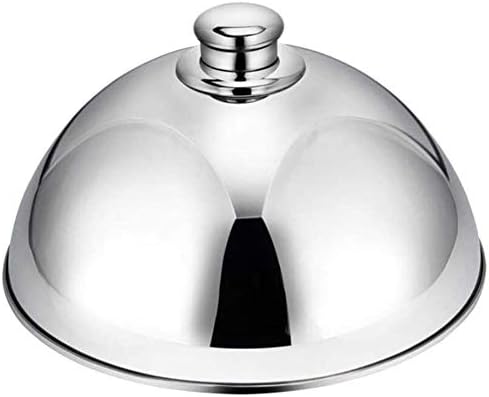 Stainless Steel Cloche Food Cover Dome Serving Plate for Restaurant Hotel Kitchen Cafe (Silver)