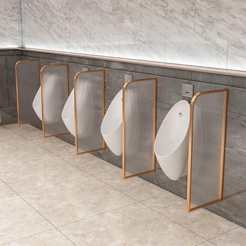 Stylish Wall Mounted Urinal Partitions 3 Pack Tempered Glass & Stainless Steel Dividers for Men's Restrooms Elegant Gold Finish Modern Bathroom Accessories