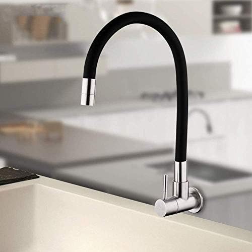 Robinet de cuisine mural en acier inoxydable pour évier