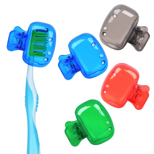 4 Pack Travel Toothbrush Head Covers Toothbrush Protector Cap Brush Pod Case Protective Portable Plastic Clip For Household Travel, Camping, Bathroom, School, Business #TOP4