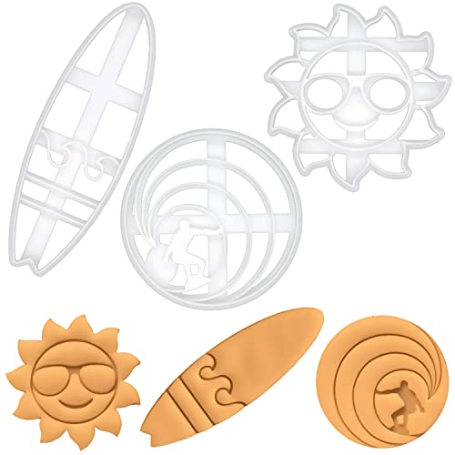Set of 3 Surfing themed cookie cutters (Designs: Surfer, Surfboard