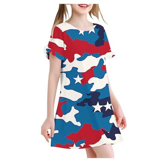 SYDUZAX Robe de Plage Pour Enfants et Filles Plissée Robe Eté Filles Ample Mode Printemps Eté Jupe à Manches Courtes Vêtements de Nuit Enfant Dress Impression Vintage Pas Cher Casual 3-12 Ans