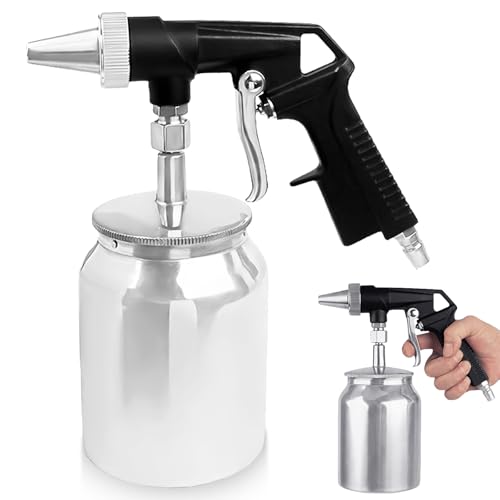 Pistola de chorro de arena con boquilla de 6 mm, dispositivo de chorro de arena con depósito de arena de 1 L, chorro de arena para compresor, chorro de arena neumático para helada de vidrio,