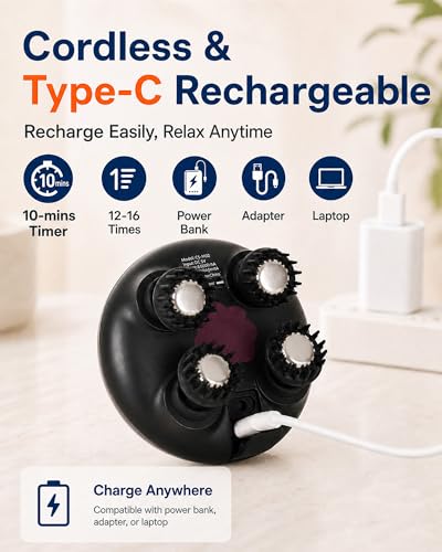 Image of COMFIER 2026 Upgraded Heated Scalp Massager with Red Light, Wireless Rechargeable Head Massager for Hair Growth & Stress Relax at Home,Office & Travel, 3 Modes, Low Noise for Men Women
