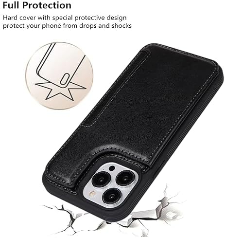 iCoverCase Compatible with iPhone 12 Pro Max Phone Case with Card Holder, Wallet Case for Women Men RFID Blocking PU Leather Protective Wallet Case 6.7 Inch (Black) — view 7