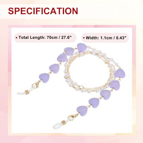 Image of uxcell Beads Eyeglass Chain, Pearl Glasses Strap Eyewear Retainer Chain Around Neck Sunglass Holder for Girls Women
