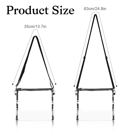 Clear Purses for Women with Adjustable Strap, Clear Bag Stadium Approved Stadium Approved Crossbody Zipper Handbag Crossbody Bag Stadiums Approveds for Sports, Transparent Stadiums Bags for Concert2
