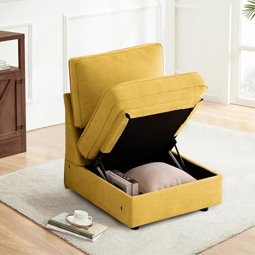 Image of TEKAMON Middle Seat with Storage, Modular Sofa Couch, Yellow