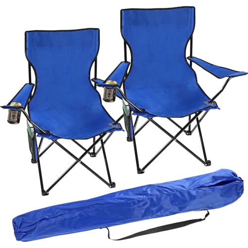 Taylor & Brown Set of 2 Lightweight Folding Camp Chair - Portable Chairs with Cup Holder, Side Pocket and Bag Perfect for Camping, Festivals, Garden, Fishing, Beach and BBQs, Blue Taylor & Brown Set of 2 Lightweight Folding Camp Chair - Portable Chairs with Cup Holder, Side Pocket and Bag Perfect for Camping, Festivals, Garden, Fishing, Beach and BBQs, Blue