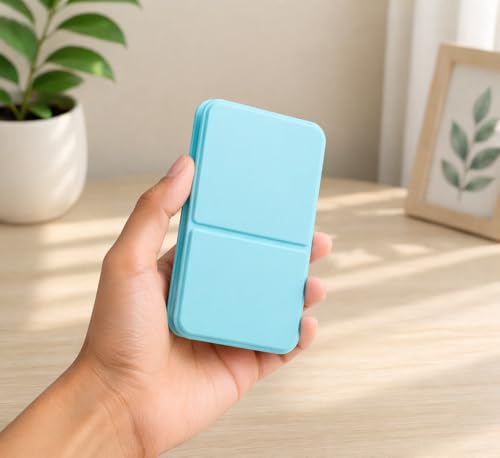 Image of Travel Mini Makeup Mirror(11x 7cm),Portable Folding Mirrorwith Stand,Light Weight and Slim Design for Purse,Use Anywhere,Easy Portability,Fits in Purse,Bag,Pocket (Green, Pack of 1)