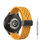 [Jumpsunfun] 時計バンド 20mm ラバー腕時計ベルト マグネットシリコンバンド スマートウォッチ替えベルト イエロー/ブラックバックル