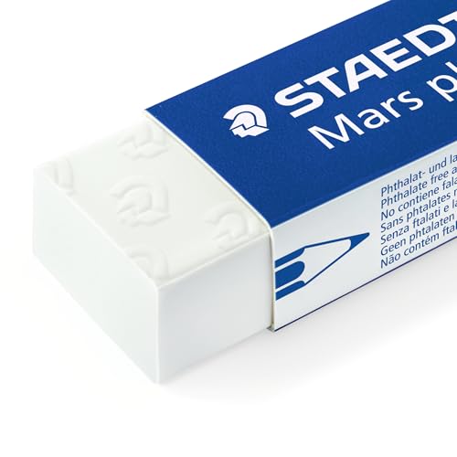 Image of STAEDTLER Mars Plastic Vinyl Erasers (20-Pack), White Erasers for Clean & Precise Results - Latex-Free, Minimal Crumbling