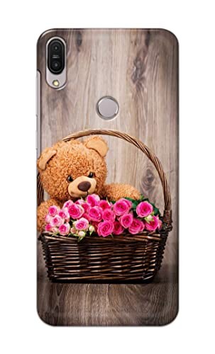 Image of PRINTFIDAA Roses and Teddy Bear in The Wicker Hard Back Cover for Asus Zenfone Max Pro (M1) ZB601KL / ZB602KL (5.99 inch) Back Cover -(P6) KAT1004