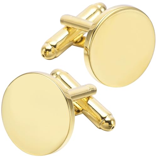Mancuernillas clásicas redondas doradas para hombre miniatura 1