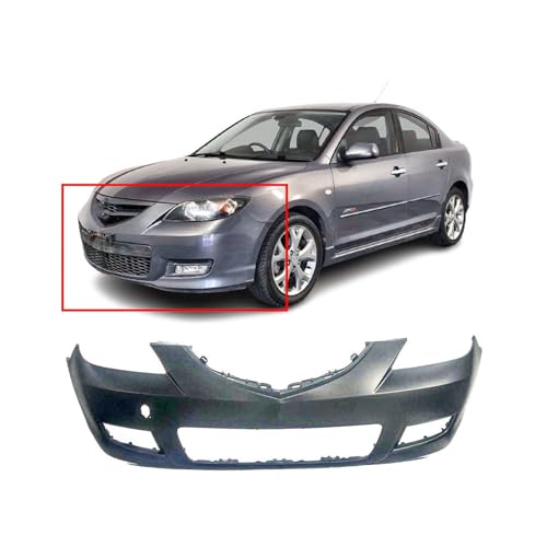 Image of FitParts Compatible with Mazda 3 2007-2009 Front Bumper Cover | Primed, With Fog Light Holes, Sedan, Ready to Paint, OEM BAN650031CBB, MA1000215