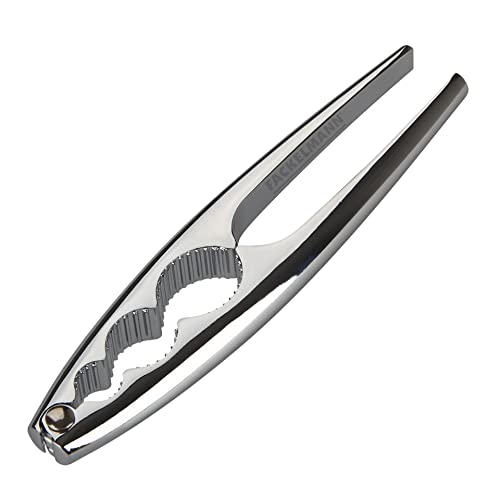 Fackelmann Cascanueces de Gran Tamaño, Rompe Nueces con 3 medidas distintas, Abridor de Frutos Secos, Pinzas para Marisco, 17 cm, Color Plateado, 1 ud.