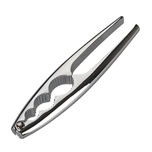 Fackelmann Cascanueces de Gran Tamaño, Rompe Nueces con 3 medidas distintas, Abridor de Frutos Secos, Pinzas para Marisco, 17 cm, Color Plateado, 1 ud.