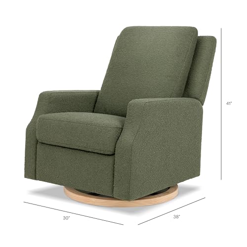 Namesake Crewe Glider Recliner Nursery Chair - GREENGUARD Gold & Certi-PUR US Certified, Ultra Cozy 360° Swivel Rocker Recliner, Versatile Glider Rocking Chair for Nursery & Living Room - Olive Boucle