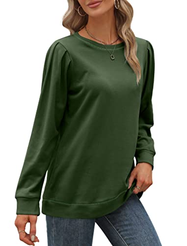 Womens Tops Long Sleeve Dressy Casual Sweatshirt For Women Crewneck Green Xxl #TOP2