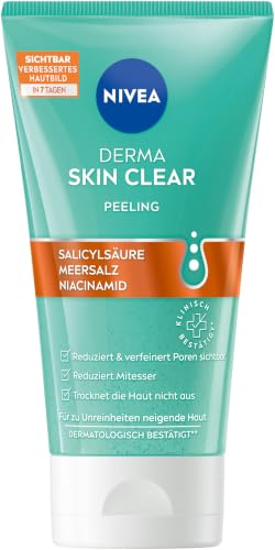 NIVEA Derma Skin Clear Peeling porenverfeinerndes Peeling für Gesicht und Körper Gesichtsreinigung mit Salicylsäure & Niacinamid für ein sichtbar verbessertes Hautbild (150 ml)
